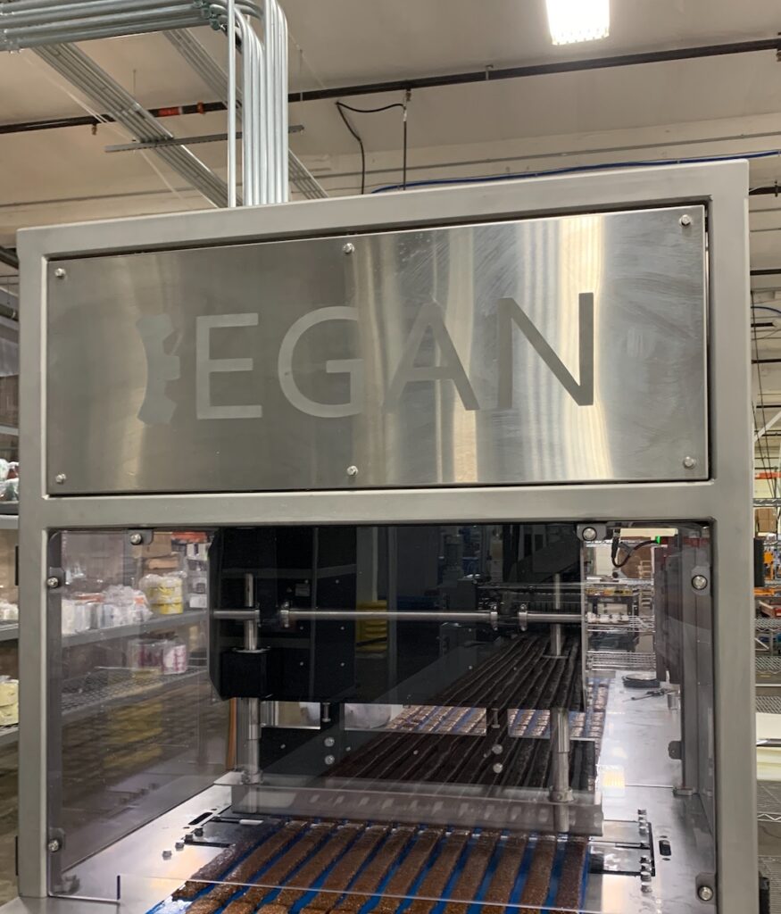 Snack bars moving through production line equipment